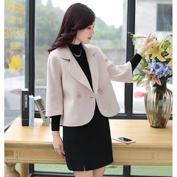 ladies' woolen coat 2019 korean version new short double-breasted suit collar woolen coat spring autumn fashion a301, Black
ladies' woolen coat 2019 korean version new short double-breasted suit collar woolen coat spring autumn fashion a301, Black
