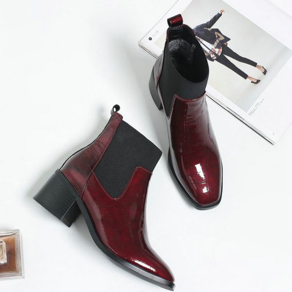 female short boots genuine leather square heels women warm socks ankle boots dancing party shoes woman size 42 43, Black
female short boots genuine leather square heels women warm socks ankle boots dancing party shoes woman size 42 43, Black