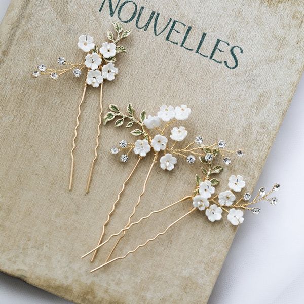 delicate white flower bridal hair clips pins vintage women hairpins rhinestone wedding prom jewelry hair accessories, Golden;white
delicate white flower bridal hair clips pins vintage women hairpins rhinestone wedding prom jewelry hair accessories, Golden;white