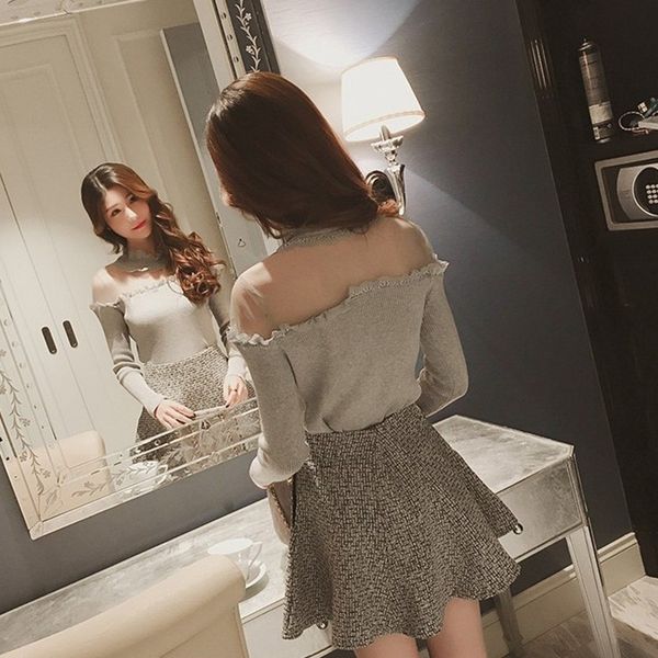women's sweaters knitted pullover slim mesh perspective strapless jumper knitwear blouse long sleeve, White;black
women's sweaters knitted pullover slim mesh perspective strapless jumper knitwear blouse long sleeve, White;black