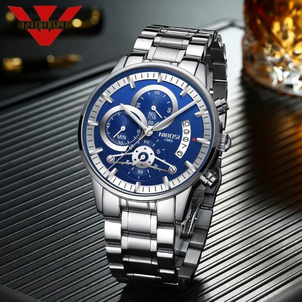nibosi blue mens watches sports watches men quartz clock sports blue wrist watch relogio masculino, Slivery;brown 
nibosi blue mens watches sports watches men quartz clock sports blue wrist watch relogio masculino, Slivery;brown