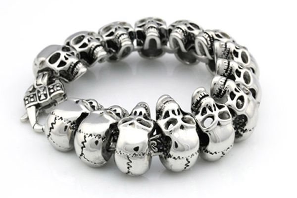 high quatity fashion punk cool men's skeleton chain bracelet retro silver stainless steel many retro skull bracelets jewelry, Golden;silver
high quatity fashion punk cool men's skeleton chain bracelet retro silver stainless steel many retro skull bracelets jewelry, Golden;silver