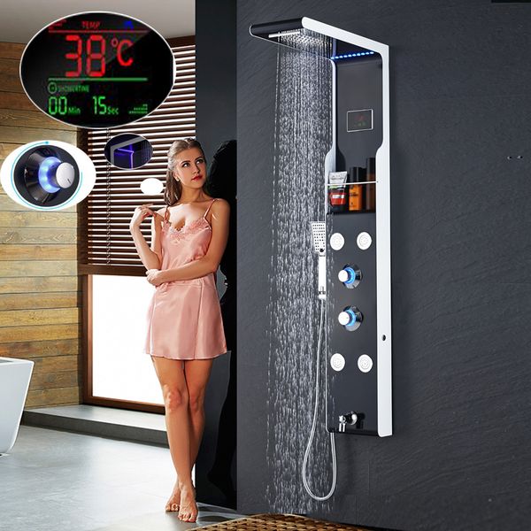 черный белый свет водить душ панели rotate spa гидромассажа душ колонка tower 3 функции ручной душ поворотная ванна носик
черный белый свет водить душ панели rotate spa гидромассажа душ колонка tower 3 функции ручной душ поворотная ванна носик