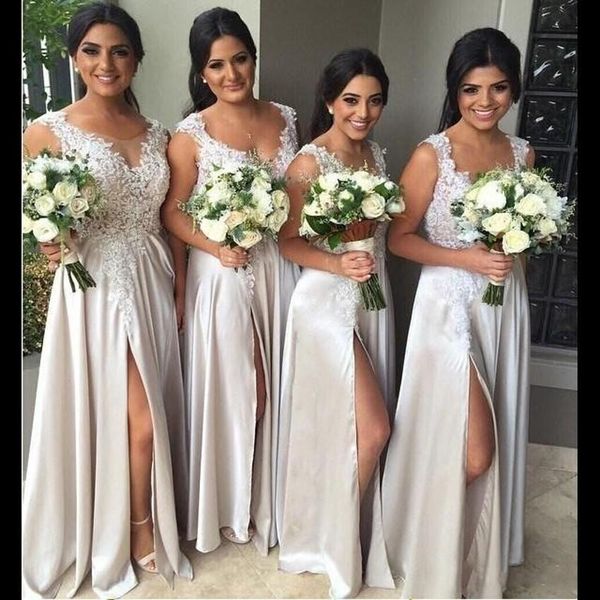 2019 new long dressmaid appliques long bridesmaid gowns champagne lace beach bridesmaid dresses side split lace wedding party dresses, White
2019 new long dressmaid appliques long bridesmaid gowns champagne lace beach bridesmaid dresses side split lace wedding party dresses, White