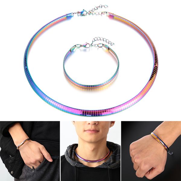1set trendy металла ожерелье браслет красочные цепи нержавеющей стали воротник комплект ювелирных изделий женщины мужчины партии модные аксе, Silver
1set trendy металла ожерелье браслет красочные цепи нержавеющей стали воротник комплект ювелирных изделий женщины мужчины партии модные аксе, Silver