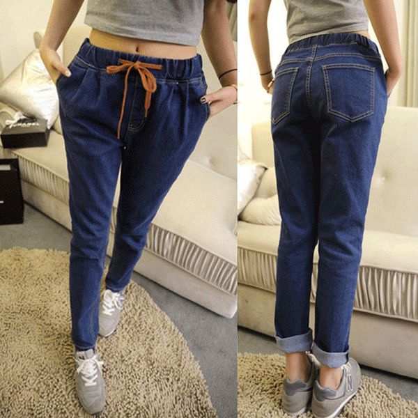 2018 new autumn high waist boyfriend jeans for women elastic denim loose straight pants woman plus size jeans, Blue
2018 new autumn high waist boyfriend jeans for women elastic denim loose straight pants woman plus size jeans, Blue