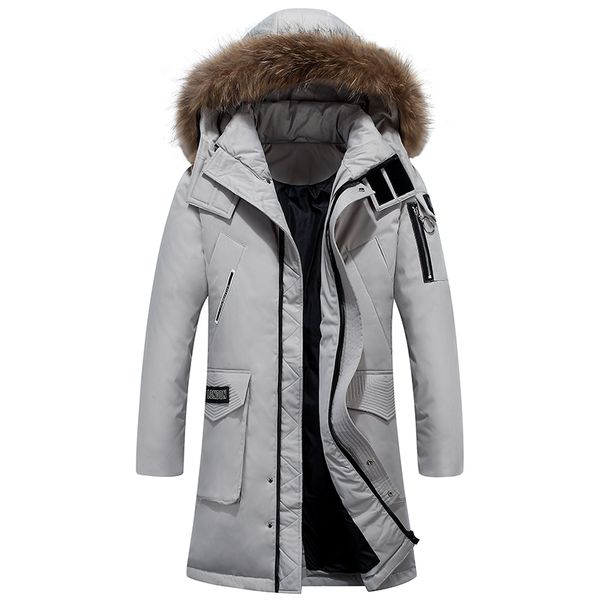 men russia winter thick warm big fur collar windproof hooded duck down jacket long section black grey casual parka outwear coat
men russia winter thick warm big fur collar windproof hooded duck down jacket long section black grey casual parka outwear coat