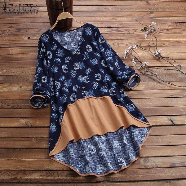women's blouses & shirts patchwork zanzea 2021 vintage printed blouse casual long sleeve blusas female asymmetrical tunic oversized, White
women's blouses & shirts patchwork zanzea 2021 vintage printed blouse casual long sleeve blusas female asymmetrical tunic oversized, White