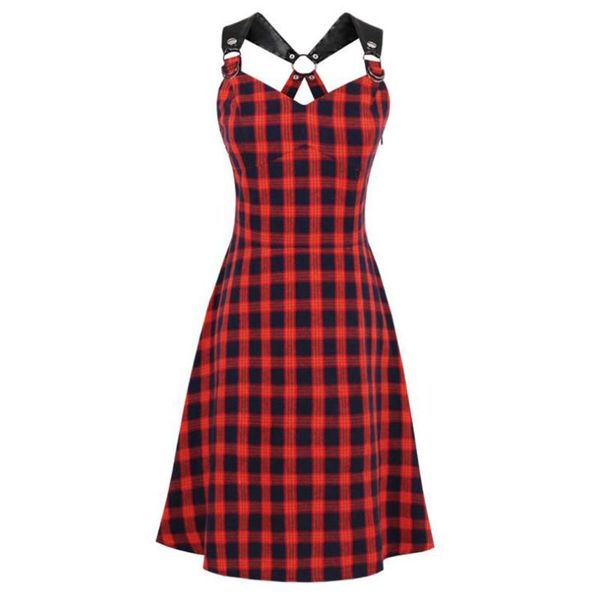 vintage gothic punk dress women retro pu straps rock style red plaid print dress plus size a line goth harajuku vestidos, Black;gray
vintage gothic punk dress women retro pu straps rock style red plaid print dress plus size a line goth harajuku vestidos, Black;gray