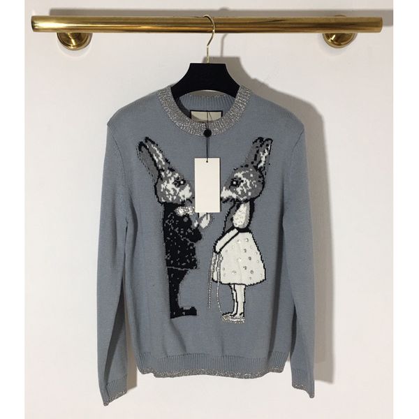 11.20 2019 autumn winter new embroidery beading cartoon knitwear fashion loose o-neck pullover sweaters, White;black
11.20 2019 autumn winter new embroidery beading cartoon knitwear fashion loose o-neck pullover sweaters, White;black