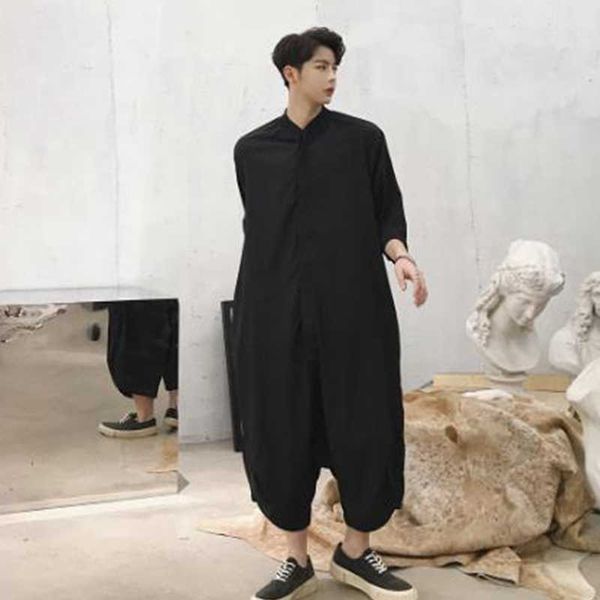 men summer short sleeve thin casual shirt jumpsuit male harajuku streetwear loose harem pants overalls jumpsuit hip hop trousers, Black
men summer short sleeve thin casual shirt jumpsuit male harajuku streetwear loose harem pants overalls jumpsuit hip hop trousers, Black