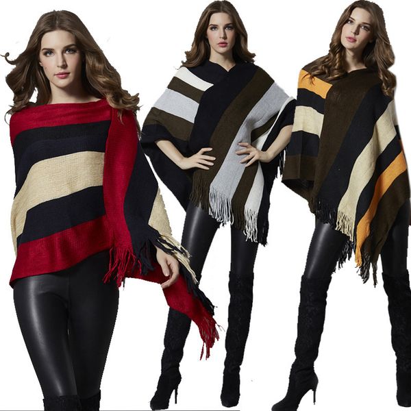 winter loose striped sweater cape women full sleeve autumn warm pullovers women's jumper loose patchwork tassel women's sweater, Black
winter loose striped sweater cape women full sleeve autumn warm pullovers women's jumper loose patchwork tassel women's sweater, Black
