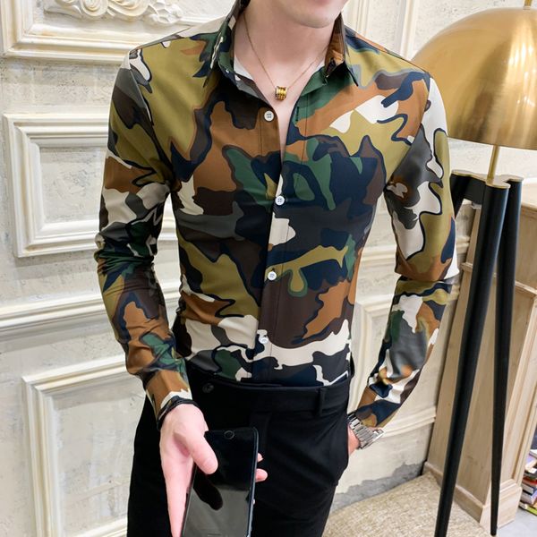fashion street camouflage shirt men's casual club clothing chemises 3xl- 2020 new spring men's slim long-sleeved shirt camisas, White;black
fashion street camouflage shirt men's casual club clothing chemises 3xl- 2020 new spring men's slim long-sleeved shirt camisas, White;black