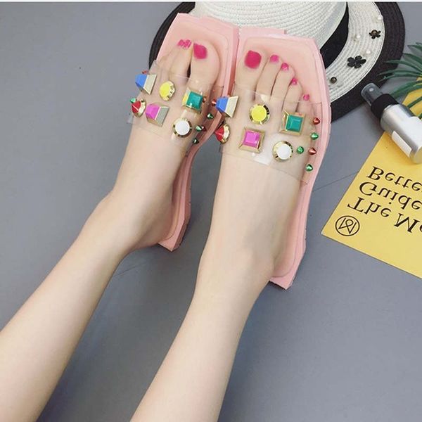 womens peep toe clear transparent pvc rivets studs mixed colors slipper slides shoes beach summer flip flops 5colors c499, Black
womens peep toe clear transparent pvc rivets studs mixed colors slipper slides shoes beach summer flip flops 5colors c499, Black