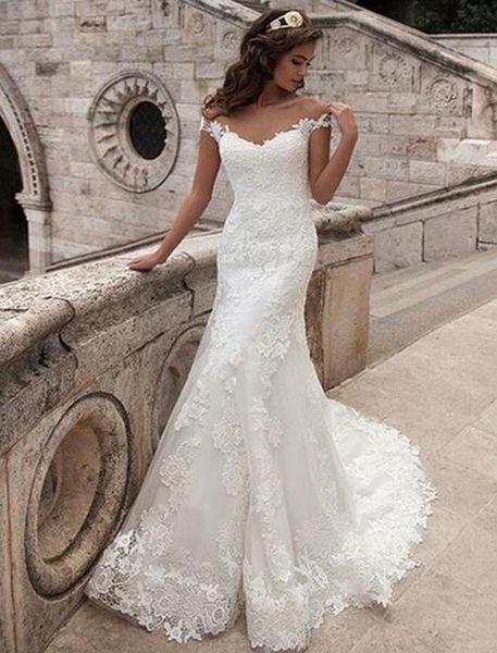 custom made modern mermaid wedding dresses full length scoop neck bridal gowns cap sleeve bridal wedding gowns sweep train, White
custom made modern mermaid wedding dresses full length scoop neck bridal gowns cap sleeve bridal wedding gowns sweep train, White