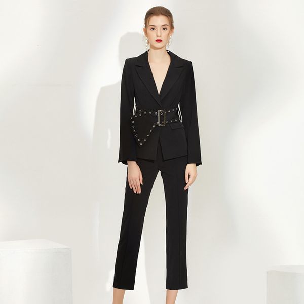 ellacey eropean fashion suit 2020 spring style workplace elegant high-end suit ladies blazer pants with belt 2 piece set, White;black
ellacey eropean fashion suit 2020 spring style workplace elegant high-end suit ladies blazer pants with belt 2 piece set, White;black