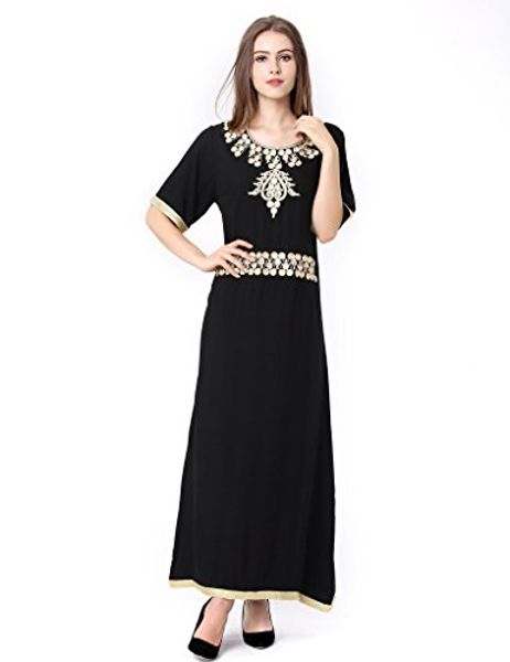 baya muslim kaftan dubai half sleeve dress with embroidery for women islamic clothing rayon gown jalabiyas, Black;gray
baya muslim kaftan dubai half sleeve dress with embroidery for women islamic clothing rayon gown jalabiyas, Black;gray