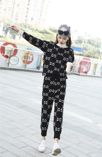 new women's turtleneck long sleeve logo letter print knitted sweater and elastic waist harem knit pants twinset fashion suit, White
new women's turtleneck long sleeve logo letter print knitted sweater and elastic waist harem knit pants twinset fashion suit, White