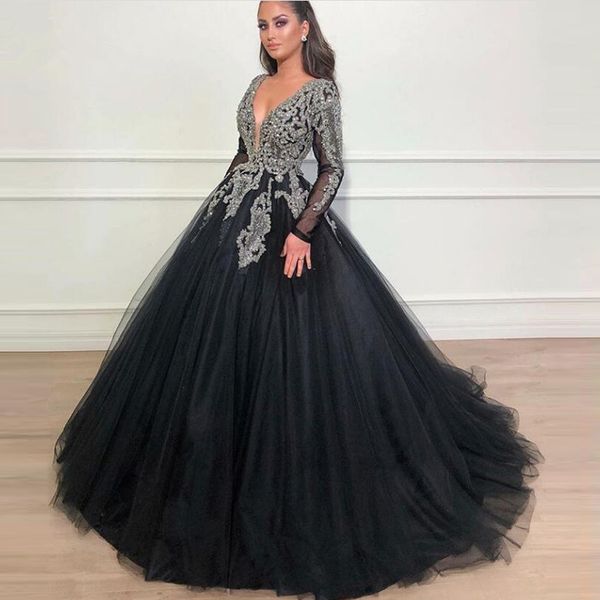 2020 vintage black crystal evening dresses full sleeves sparkle beaded tutu ball gowns deep v-neck long evening gowns abendkleider, Black;red
2020 vintage black crystal evening dresses full sleeves sparkle beaded tutu ball gowns deep v-neck long evening gowns abendkleider, Black;red