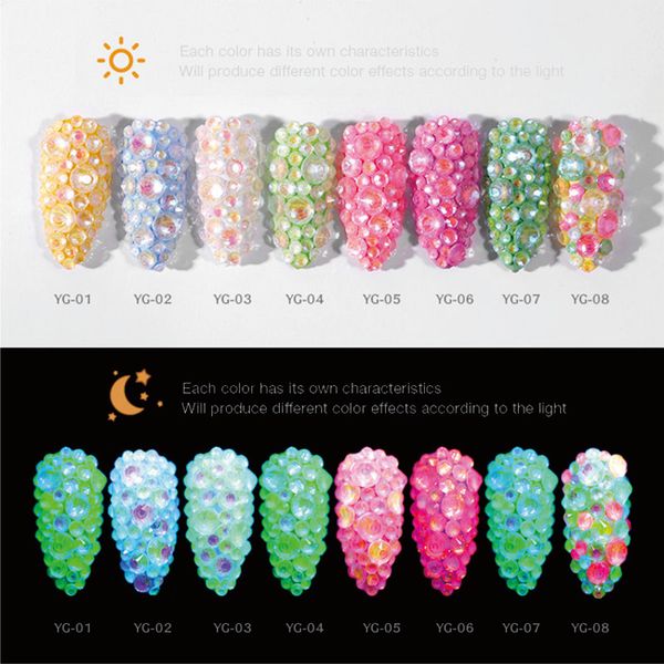 Новый 8 стиль Luminous дрель Размер смешивания и цвет Night Light искусства ногтя стразы DIY
Новый 8 стиль Luminous дрель Размер смешивания и цвет Night Light искусства ногтя стразы DIY