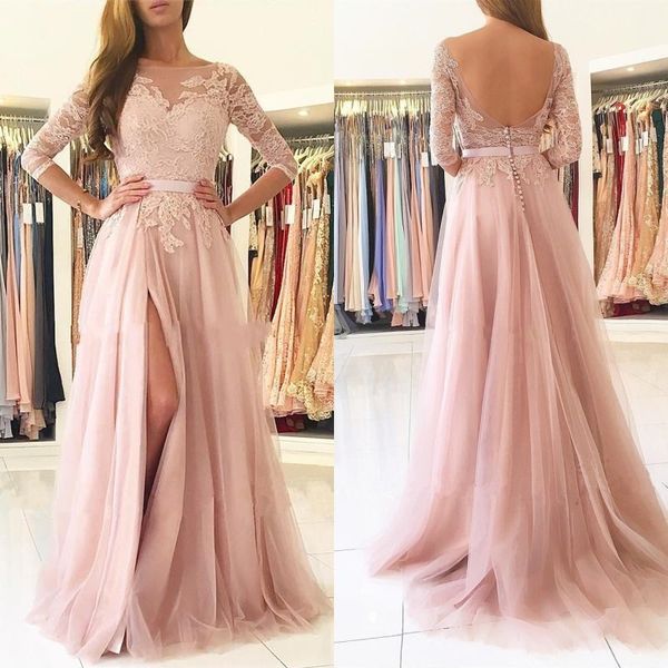 blush pink 3/4 long sleeves split long bridesmaids dresses 2020 sheer neck appliques lace maid of honor country wedding guest gowns cheap, White;pink
blush pink 3/4 long sleeves split long bridesmaids dresses 2020 sheer neck appliques lace maid of honor country wedding guest gowns cheap, White;pink