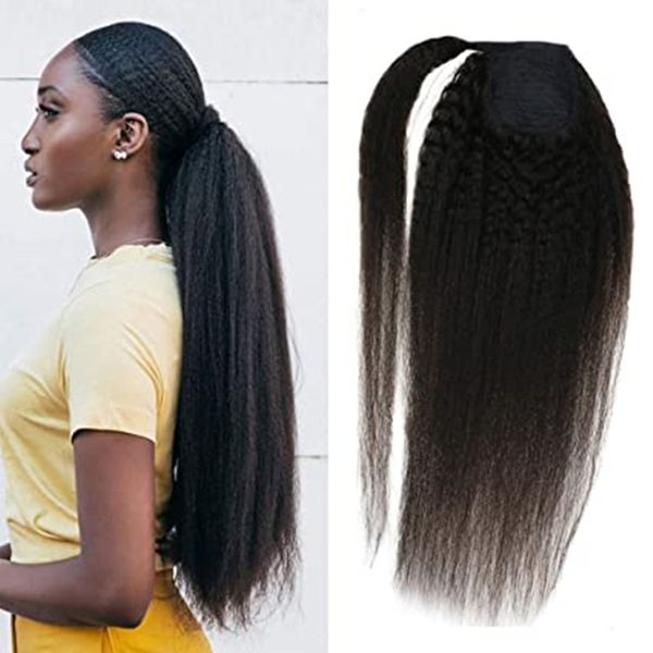 african american human ponytail hair extension coarse yaki kinky straight wrap around pony tail clip on pony tail 140g, Black
african american human ponytail hair extension coarse yaki kinky straight wrap around pony tail clip on pony tail 140g, Black
