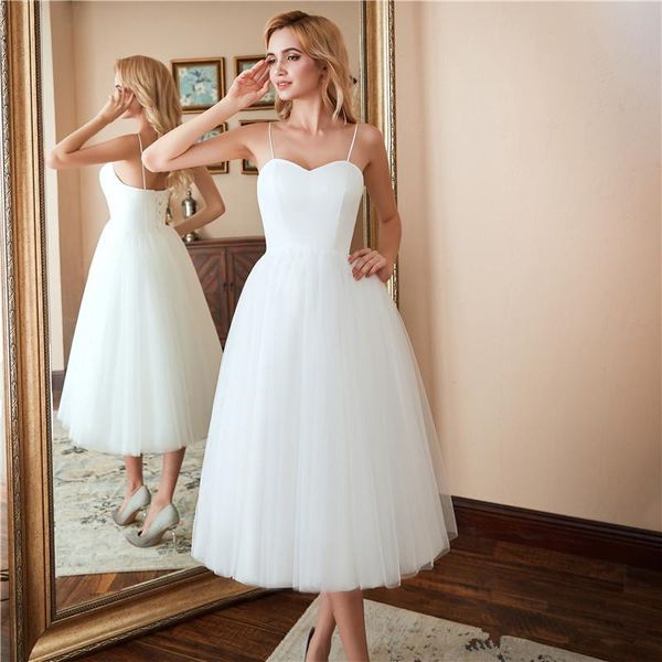 summer short tulle wedding dresses 2020 new design simple style spaghetti strap a-line tea length bridal gowns vestido de noiva w901, White
summer short tulle wedding dresses 2020 new design simple style spaghetti strap a-line tea length bridal gowns vestido de noiva w901, White