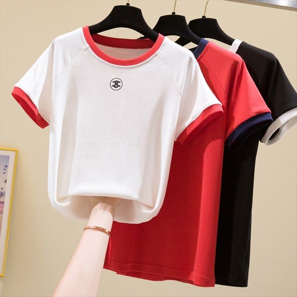 2020 contrast color sleeve elastic slim slim simple t-shirt short-sleeved t-shirt female all-match student top, White
2020 contrast color sleeve elastic slim slim simple t-shirt short-sleeved t-shirt female all-match student top, White