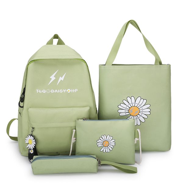 4pcs backpack women leisure canvas solid women's backpack printed pattern schoolgirl bolsos para mujer backpacks
