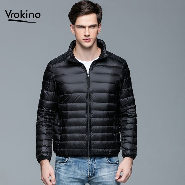 vrokino brand 2019 fashion stand collar winter light down jacket men's ultra light warm white duck down hooded coat, Black
vrokino brand 2019 fashion stand collar winter light down jacket men's ultra light warm white duck down hooded coat, Black