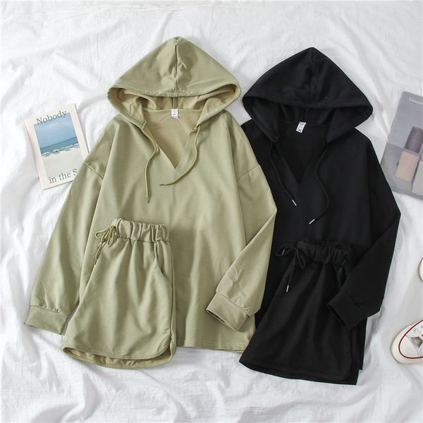 loose hooded thin sweatshirt + elastic waist wide leg short two piece set women's casual set, White
loose hooded thin sweatshirt + elastic waist wide leg short two piece set women's casual set, White