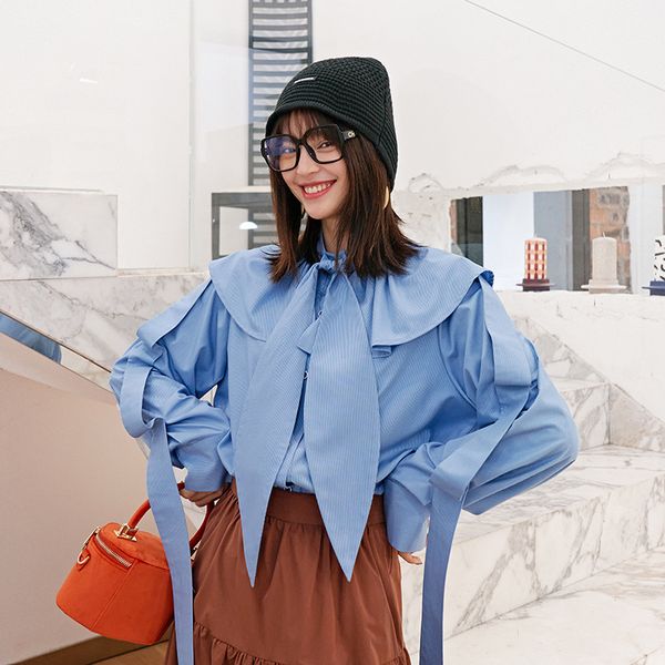 lanmrem can ship bandage long sleeve shirt women 2020 spring design new loose tide collar with with pleats french clothes yh900, White
lanmrem can ship bandage long sleeve shirt women 2020 spring design new loose tide collar with with pleats french clothes yh900, White