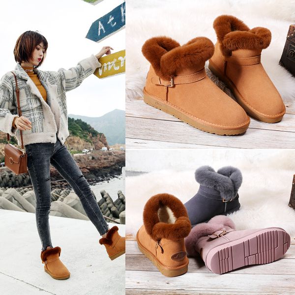 leather fur snow boots women's shoes short flat bottom thick winter non-slip warm students wild belt buckle cotton boots, Black
leather fur snow boots women's shoes short flat bottom thick winter non-slip warm students wild belt buckle cotton boots, Black