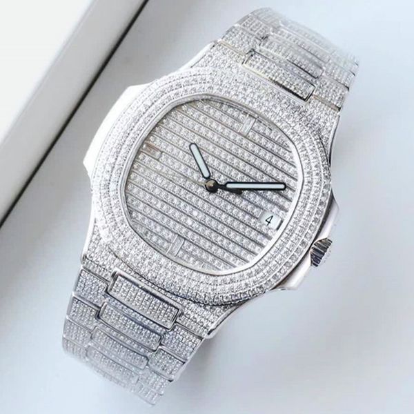 luxury mens watch automatic mechanical movement auto date 50m super waterproof full diamond case strap with watch box reloj de lujo a197-1, Slivery;brown
luxury mens watch automatic mechanical movement auto date 50m super waterproof full diamond case strap with watch box reloj de lujo a197-1, Slivery;brown