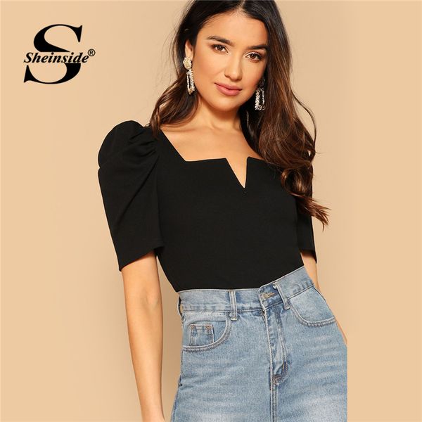 sheinside square neck v-cut front puff sleeve women black tshirt summer 2020 elegant rib-knit tee shirt short sleeve, White
sheinside square neck v-cut front puff sleeve women black tshirt summer 2020 elegant rib-knit tee shirt short sleeve, White