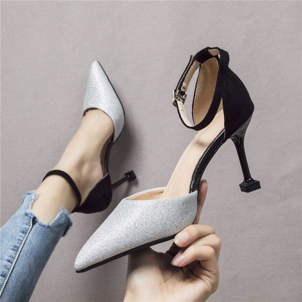 fine heeled shoes shallow mouth casual heels pointed pumps lace-up sandals ladies 2019 slip om hollow high comfortable toe gold, Black
fine heeled shoes shallow mouth casual heels pointed pumps lace-up sandals ladies 2019 slip om hollow high comfortable toe gold, Black