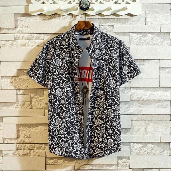 feitong summer man shirt turn down collar fashion printed casual cotton short sleeve shirt loose beach holiday hawaiian, White;black
feitong summer man shirt turn down collar fashion printed casual cotton short sleeve shirt loose beach holiday hawaiian, White;black