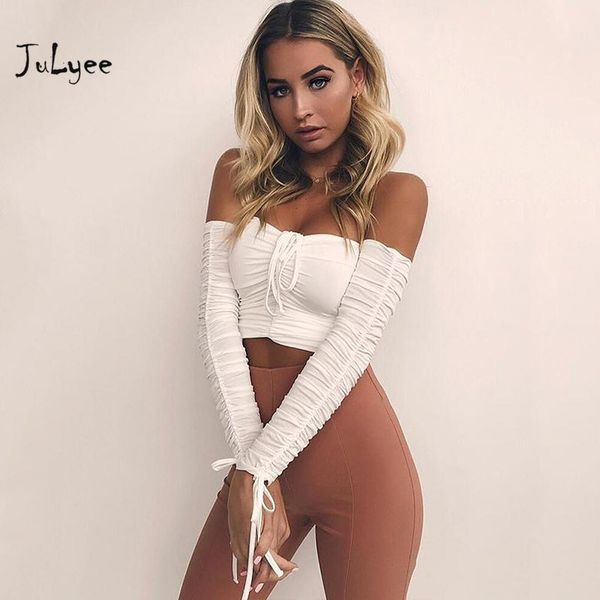 julyee women's t-shirts solid slash neck off shoulder patchwork long sleeve lace up pleats slim short t shirt, White
julyee women's t-shirts solid slash neck off shoulder patchwork long sleeve lace up pleats slim short t shirt, White