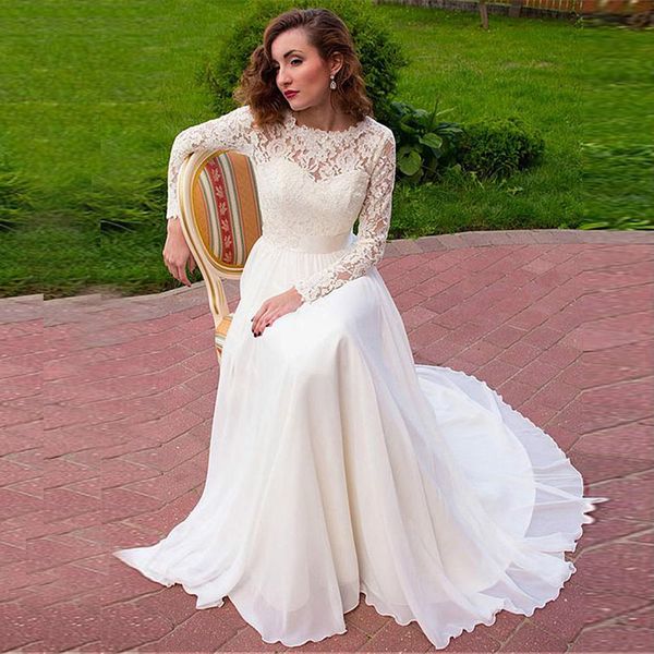 lace chiffon wedding dresses boho long sleeve ribbon sash floor length elegant bohemian bridal gowns 2020 vestidos de noiva, White
lace chiffon wedding dresses boho long sleeve ribbon sash floor length elegant bohemian bridal gowns 2020 vestidos de noiva, White