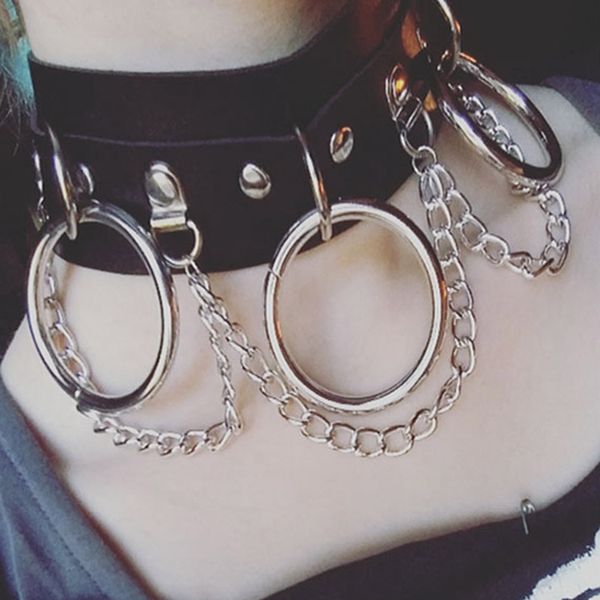 8 colors punk rock gothic leather chokers for women silver chains o-round collar choker necklace statement jewelry, Golden;silver
8 colors punk rock gothic leather chokers for women silver chains o-round collar choker necklace statement jewelry, Golden;silver