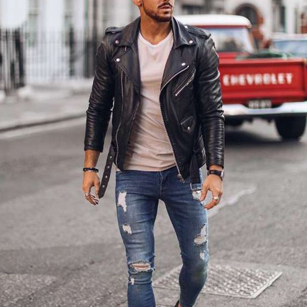 men faux pu leather jacket slim fit biker motorcycle long sleeve zipper coat, Black;brown
men faux pu leather jacket slim fit biker motorcycle long sleeve zipper coat, Black;brown