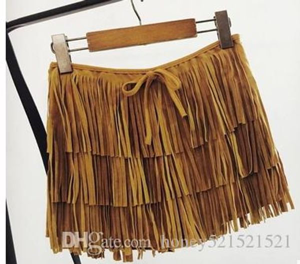 european fashion new design women's bohemia multi-layered tassel fringe lacing waist suede leather shorts plus size sml
european fashion new design women's bohemia multi-layered tassel fringe lacing waist suede leather shorts plus size sml
