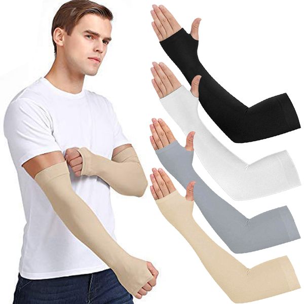 ice fabric breathable uv protection running arm sleeves fitness basketball elbow pad sport cycling outdoor arm warmers 38-40cm length, Black
ice fabric breathable uv protection running arm sleeves fitness basketball elbow pad sport cycling outdoor arm warmers 38-40cm length, Black