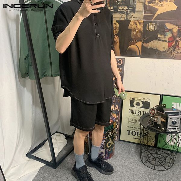 incerun summer fashion men sets solid short sleeve lapel shirt loose shorts korean men suit casual streetwear 2 piece sets 2020, Gray
incerun summer fashion men sets solid short sleeve lapel shirt loose shorts korean men suit casual streetwear 2 piece sets 2020, Gray