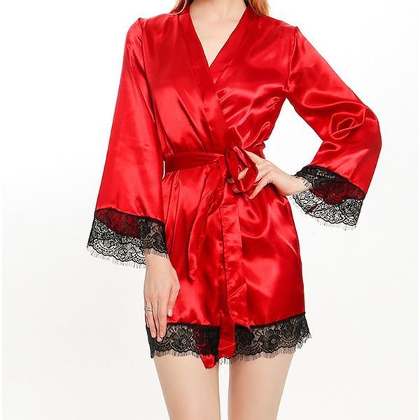 women short satin bride robe wedding dressing gown lace silk kimono bathrobe summer bridesmaid nightwear, Black;red
women short satin bride robe wedding dressing gown lace silk kimono bathrobe summer bridesmaid nightwear, Black;red