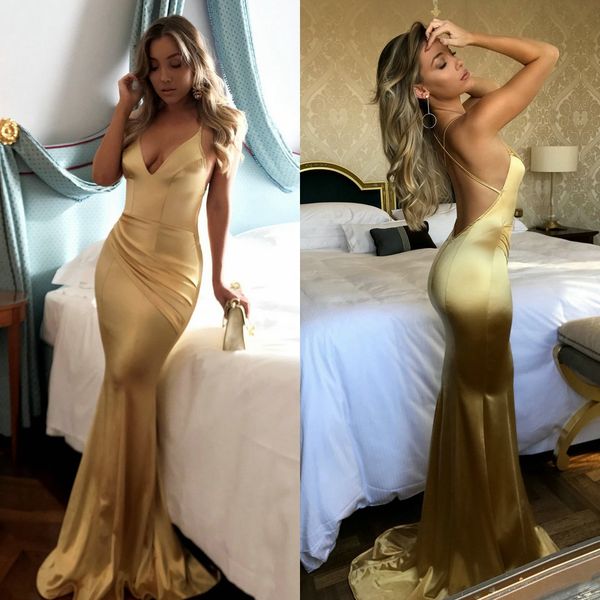 gold long mermaid evening dresses for women v neck sleeveless backless formal celebrity prom party gowns vestido de noite custom, Black;red
gold long mermaid evening dresses for women v neck sleeveless backless formal celebrity prom party gowns vestido de noite custom, Black;red