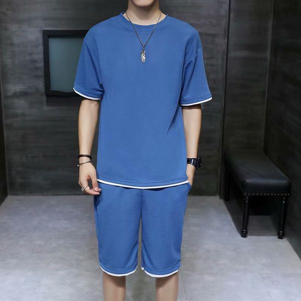 men's tracksuits 2021 summer street set casual solid color short sleeve t shirts elastic waist shorts mens tracksuit two-piece, Gray
men's tracksuits 2021 summer street set casual solid color short sleeve t shirts elastic waist shorts mens tracksuit two-piece, Gray
