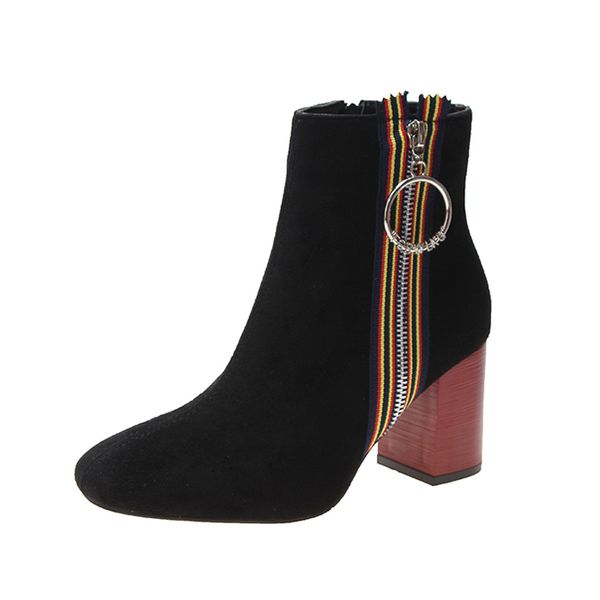 thick red high heel women's ankle boots autumn fashion zipper black flock women shoes round toe striped female short boots
thick red high heel women's ankle boots autumn fashion zipper black flock women shoes round toe striped female short boots