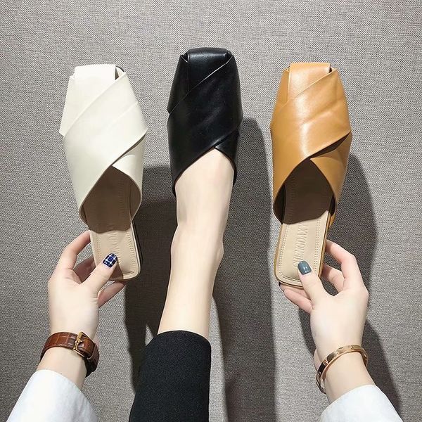 women pu leather slippers square toe women mules 2020 low heel fashion sandals casual outside drags slides b225, Black
women pu leather slippers square toe women mules 2020 low heel fashion sandals casual outside drags slides b225, Black