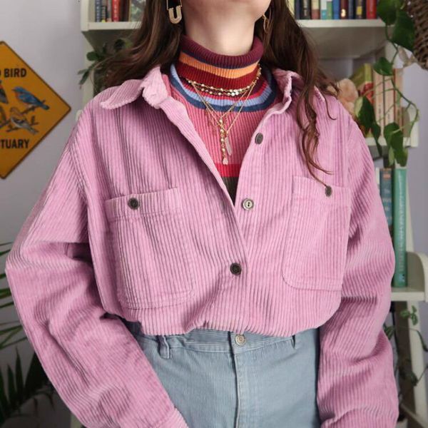 vintage street corduroy loose woman shirt fashion long sleeve pocket autumn winter loose blouses, White
vintage street corduroy loose woman shirt fashion long sleeve pocket autumn winter loose blouses, White